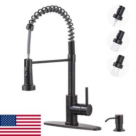 B0drjgmfnv Arcora Oil Rubbed Bronze Kitchen Faucet With Soap Dispenser Pull-down Sprayer