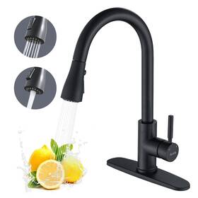 A02by Arofa Matte Black Kitchen Faucet Sink With Pull Down Sprayer