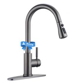 E01y11-02-01mg Arofa Black Stainless Kitchen Faucet Gray With Pull Down Sprayer Si