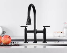 F8in001mb Arrisea Bridge Kitchen Faucet With 3 Mode Pull-down Sprayer 2 Handle 8 Inch F