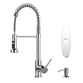 Avitas 313113480424 Polished Chrome 19 Inch Single-handle Spring Neck Pull Down Sprayer Kitchen Fauce