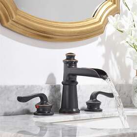 Awztoo 752790731755 Widespread Waterfall Bathroom Faucet With Drain Assembly 3 Oil Rubbed Bronze