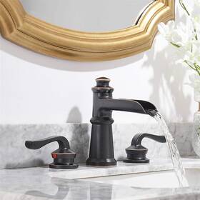 Awztoo 752790732028 8 Inch Widespread Waterfall Bathroom Faucet 3 Hole Oil Rubbed Bronze
