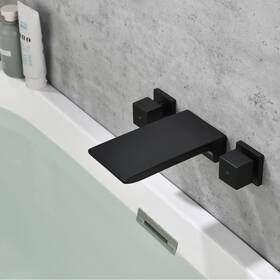 Awztoo 758966724293 Wall Mounted Tub Faucet Modern Waterfall Matte Black