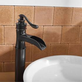 Awztoo 767093613264 Waterfall Bathroom Vessel Faucet With Drain Assembly Single Oil Rubbed Bronze