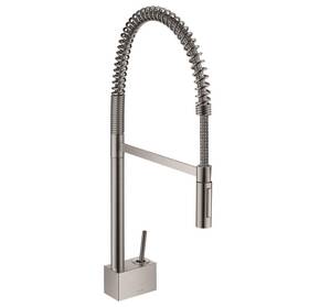 10820801 Axor Starck Semi-pro Kitchen Faucet 2-spray 1.75 Gpm In Brushed Steel