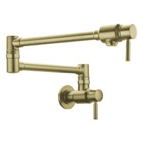 Cfxz-002 Bagnolux Brushed Gold Pot Filler Faucet Traditional Double Handle Coffee Machine Wall