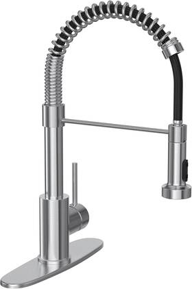 Cfdtth-002-hgls Basdehen Kitchen Faucets With Pull Down Sprayer Brushed Nickel Spring Commercial Kitche