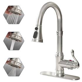B-64551-n Bathlavish Kitchen Sink Faucet With Pull Down Sprayer Brushed Nickel Co