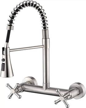 Bkf00055-2w Beiyi Wall Mount Kitchen Sink Faucet W Pull Out Sprayer Comm. Spring 3 Function 9261