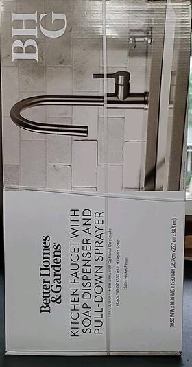 Bh65097026121ae Better Homes & Gardens And Pull Down Kitchen Faucet With Soap Dispenser In Satin Nickel