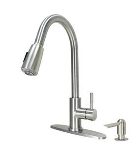 Bhf38101sssd004 Better Homes & Gardens And Elmont Pull Down Kitchen Faucet With Soap Dispenser Satin Nickel