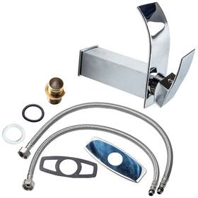 R5it1a Bfo 7.3 Inch Chrome Waterfall Bathroom Faucet Single Lever Hot Cold Mixer 1.8 Gpm Flow