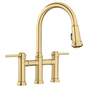 00442981 Blanco 442981 Empressa Satin Gold Pull-down Dual Spray Bridge Kitchen Faucet