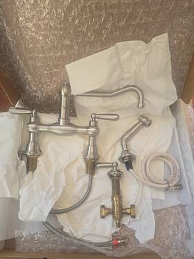 157-143-st Blanco Bridge Kitchen Faucet With Side Mixing Spray Satin Nickel