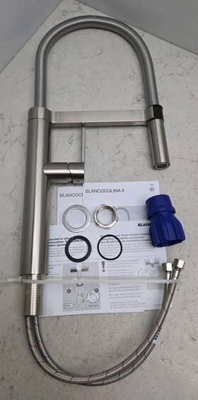 527475 Blanco Pull-down Dual-spray Kitchen Faucet In Satin Dark Steel Used Read