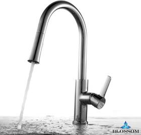 Blossom 842708101203 Modern Pull-down Kitchen Faucet High Arc 360 Swivel Solid Brass Material
