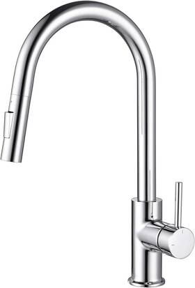 Blossom 842708101258 Solid Brass Kitchen Faucet With Pull Down Sprayer And 360 Swivel High Arc Spout