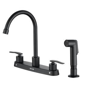 Bl-cr6816mb Blylund Matte Black Kitchen Faucet With Side Sprayer 8 Inch Centerset 4 Hole Handle Stainless