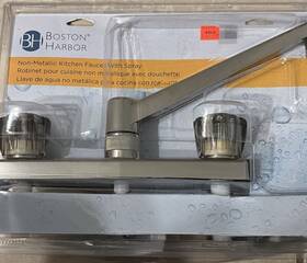 Boston Harbor 9449729 4 Inch Centerset Kitchen Faucet Stainless With Side Spray