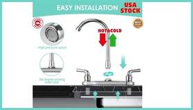 Rv-8in-higharc Branded Rv Kitchen Faucet 8 Inch High Arch 360 Swivel - 2 Handle Non-metallic Camper Traile