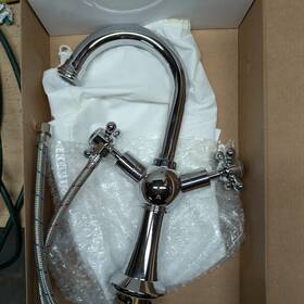 127121 Brienza Vintage Solid Brass Cross Handle Bar Faucet In Chrome Hot Cold By Italia