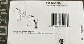 62543lf-gl Brizo Litze Double Handle Arc Spout Bridge Kitchen Faucet Luxe Gold