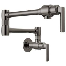 62806lf-bnx-l Brizo Kintsu Wall Mount Pot Filler With Lever Handle In Lumicoat Black Onyx