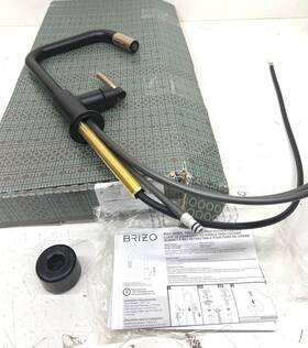 63053lf-blgl Brizo Litze Single Handle Square Arc Pull Down Faucet Matte Black/luxe Gold Read