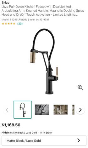 64243lf-blgl Brizo Litze Pull-down Touch Activated Magnetic Docking Spray Head Kitchen Faucet