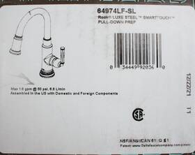 64974lf-sl Brizo Rook 1.8 Gpm 1-hole Prep Kitchen Faucet Smarttouch - Luxe Steel