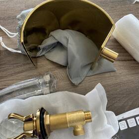 Bwe 630174358050 Gold Bathroom Sink Faucet 3 Holes Basin Vanity Mixer Taps Led Waterfall Spout/i