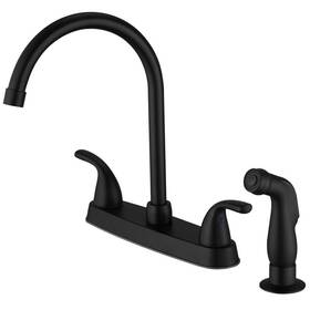 Bwe 674012879062 Double Handles 4 Holes Standard Kitchen Faucet Sink With Side Sprayer In