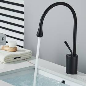 Bwe 710185490687 Single Handle Sink Faucet Matte Black Bathroom Vanity Swivel Spout 1 Hole