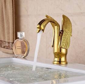 9002-ati-2 Bwe Polished Brass Swan Bathroom Sink Basin Faucet Single Handle Lavatory Vanity