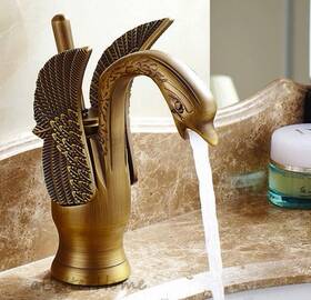 9002-gold-2 Bwe Burnished Brass Swan Bathroom Sink Basin Faucet Single Handle Lavatory Vanity