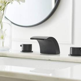 A-916430-b Bwe 8 Inch Waterfall Widespread 2-handle Bathroom Faucet With Led Light Black