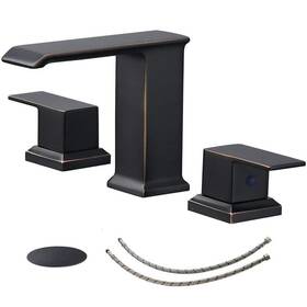 A-916445-orb Bwe 8 Inch Waterfall Widespread 2-handle Bathroom Faucet With Pop-up Drain In Oil