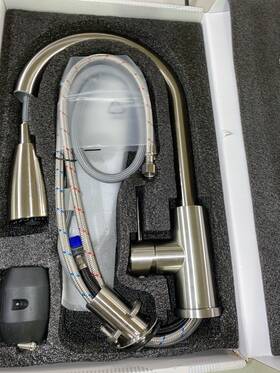A-94034-n Bwe Brushed Nickel Kitchen Faucet For Rv Or Laundry Pull Down Sprayer