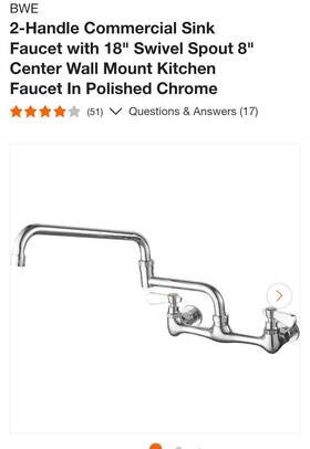 A-94253-18 Bwe 2-handle Wall Mount Kitchen Faucet Polished Chrome With 18 Inch Swivel Spout
