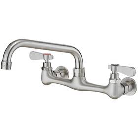 A-94253-n Bwe Double Handle Wall Mount Kitchen Faucet 8 In Swivel Spout Brushed Nickel