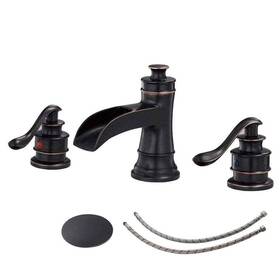 A-96556-orb-s-2 Bwe 8 Inch Waterfall Widespread 2-handle Bathroom Faucet With Pop-up Drain Bronze