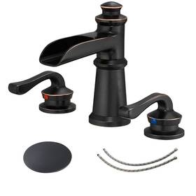 A-96560-orb-s-2 Bwe 8 Inch Waterfall Widespread 2-handle Bathroom Faucet With Pop-up Drain Assembly