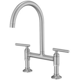 C-4079-n Bwe Brushed Nickel Kitchen Faucet Two Handle 360 Swivel 8 Inch Centerset