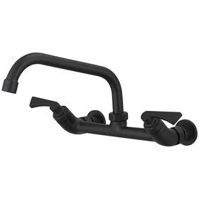 C-4263-b Bwe Inch Wall Mounted Kitchen Faucet Matte Black 2-handle 8 Swivel Spout Sink