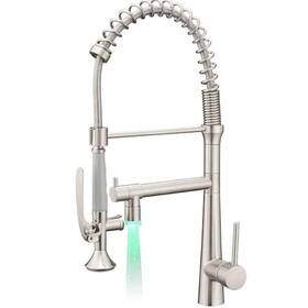 Ki-0045-bn Bwe Led Kitchen Faucet Spring Commercial Style Brushed Nickel