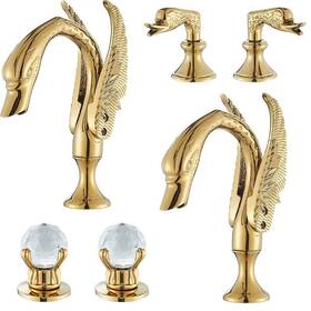 Top2512 Bwe Luxury Modern Swan Bathroom Faucet 3hole Dual Handle Basin Sink Vanity Mixer Tap