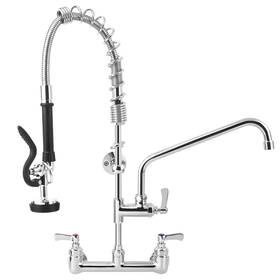 Bzimak Cslsyfaucet25in 25 Inch Height Commercial Faucet With Sprayer 8 Adjustable Center And 12 Add-on