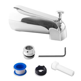 C-tdiv-plbg-4n1 Calcmetal Top Diverter Tub Spout With 4 In 1 Adapter Universal Fit 1/2 Inch Copper Slip