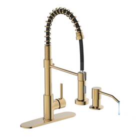 Kf-gb-5001-b Casavilla Kitchen Faucet Brushed Gold With Soap Dispenser And Deck Plat